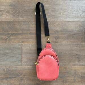 Kedzie Sunset Sling Coral Pink Vegan Leather Crossbody Bag